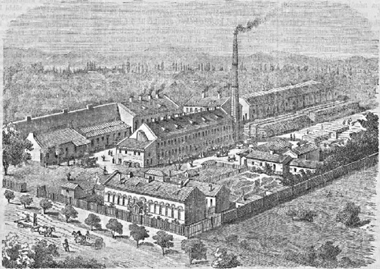 A Zarzetzky-féle gyufagyár Pesten